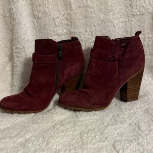 Franco Fortini Maroon Suede Ankle Booties